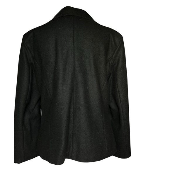 VINTAGE 90s Women’s Preppy Classic Chic Black Wool Zip Up Jacket Sz 6/8 - Picture 5 of 6